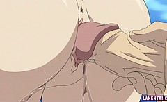 Hentai Babe In Swimsuit Sucks Guys Hard Cock And Gets