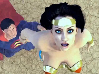 3D Wonder Woman sucking on Superman's hard cock