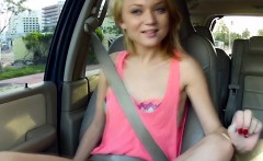 Hitchhiking blonde sucks in public