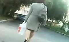 MILF In Heels Walking Home