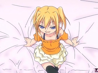 Cute little hentai teenie works guys hard cock