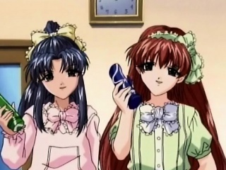 Roped anime threesome dildoed pussy