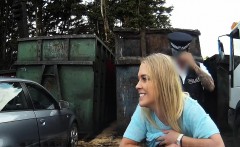 Uniformed cop fucks blonde outdoors