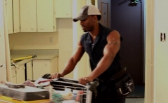 Buff Ebony Hunk Jerking Big Black Cock