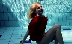 Russian teenie Lucie goes underwater swimming