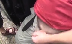 Two guys car park wanking fun
