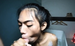 Tiny Asian Shemale Teen Is A Very Good Cock Sucker