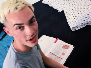 Big bro teaches stepbrother about penis