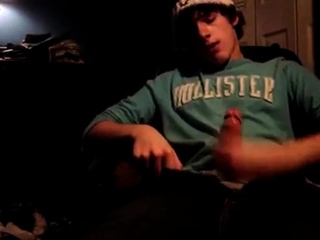 Cute frat boy jerking off and shooting his load on cam