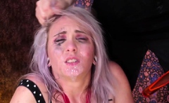 Submissive slut pissed on