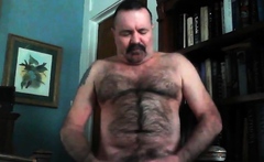 Nasty Hairy Daddy Jacks Into A Condom