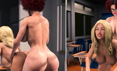 Redhead futa teacher and her student having anal sex