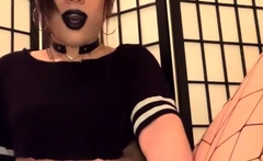 Shemale tranny enjoying solo masturbation