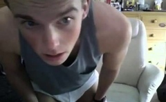 Cute amateur twink shows his big dick on webcam