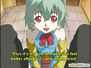 Cute hentai sucking stiff cock and swallowing cum