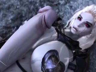 Futanari Orc Warrior Vampire jerking off her huge cock