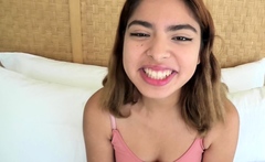 This Cute Teen Is In Yoga Pants Giving A Blowjob