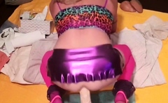 Anal Riding Huge Dildo