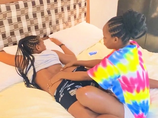 Tricky ebony lesbian ate her BFFs pussy