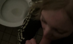 Self-filmed public toilet sex with a blonde