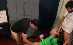 3some Latino barebacked in locker room