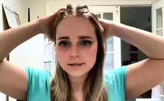 Blonde solo jerking off
