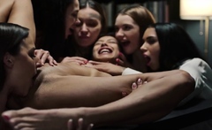 Pigtailed Brunette Lesbian Licks Hot Blonde