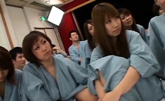Lovely Asian double blowjob and sex