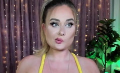 Cute blonde with big boobs solo