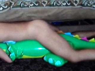 Twink Rides His Inflatable Alligator Sex Toy