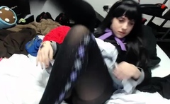 Cute curly brunette solo webcam masturbation