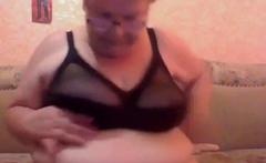 Big-Titted Russian BBW Granny on Webcam