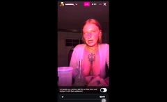 Blonde mature with big boobs masturbates in bed