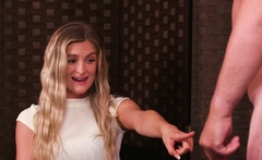 Nasty blonde watching guy jerking off