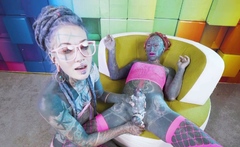 Anuskatzz uses a jackhammer toy on Lily Lu's ass