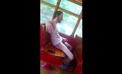 Str8 Big Cock Guy Strokes in Bus