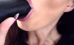 Amateur brunette double toying on webcam