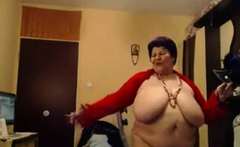 Big-Titted BBW Granny Dances on Webcam